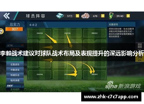 李毅战术建议对球队战术布局及表现提升的深远影响分析