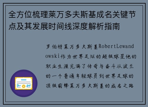 全方位梳理莱万多夫斯基成名关键节点及其发展时间线深度解析指南 全方位梳理莱万多夫斯基成名关键节点及其发展时间线深度解析指南